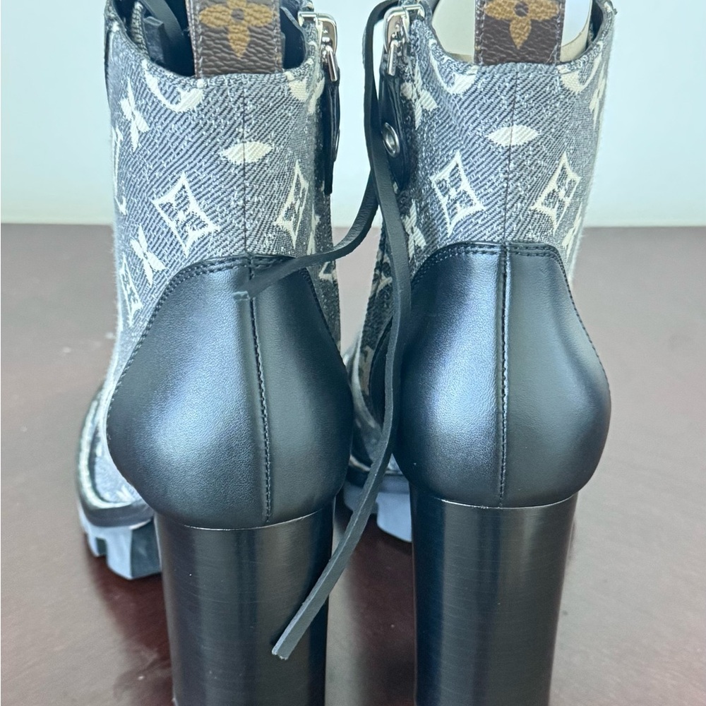 Louis Vuitton Black and Gray Heeled Boots - Picture 7 of 7